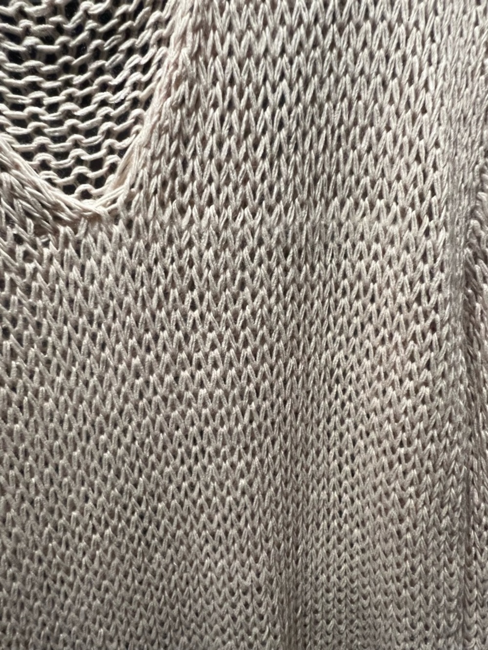 ☀️ Asymmetrical Open Knit V-Neck Sweater - Beige - Picture 3 of 5